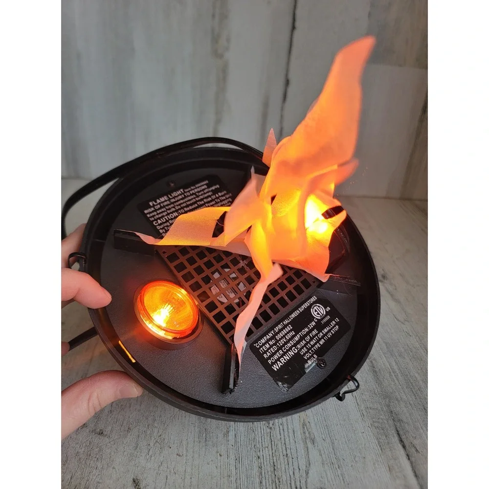 Spirit Halloween hanging‎ light up cauldron flame animated prop